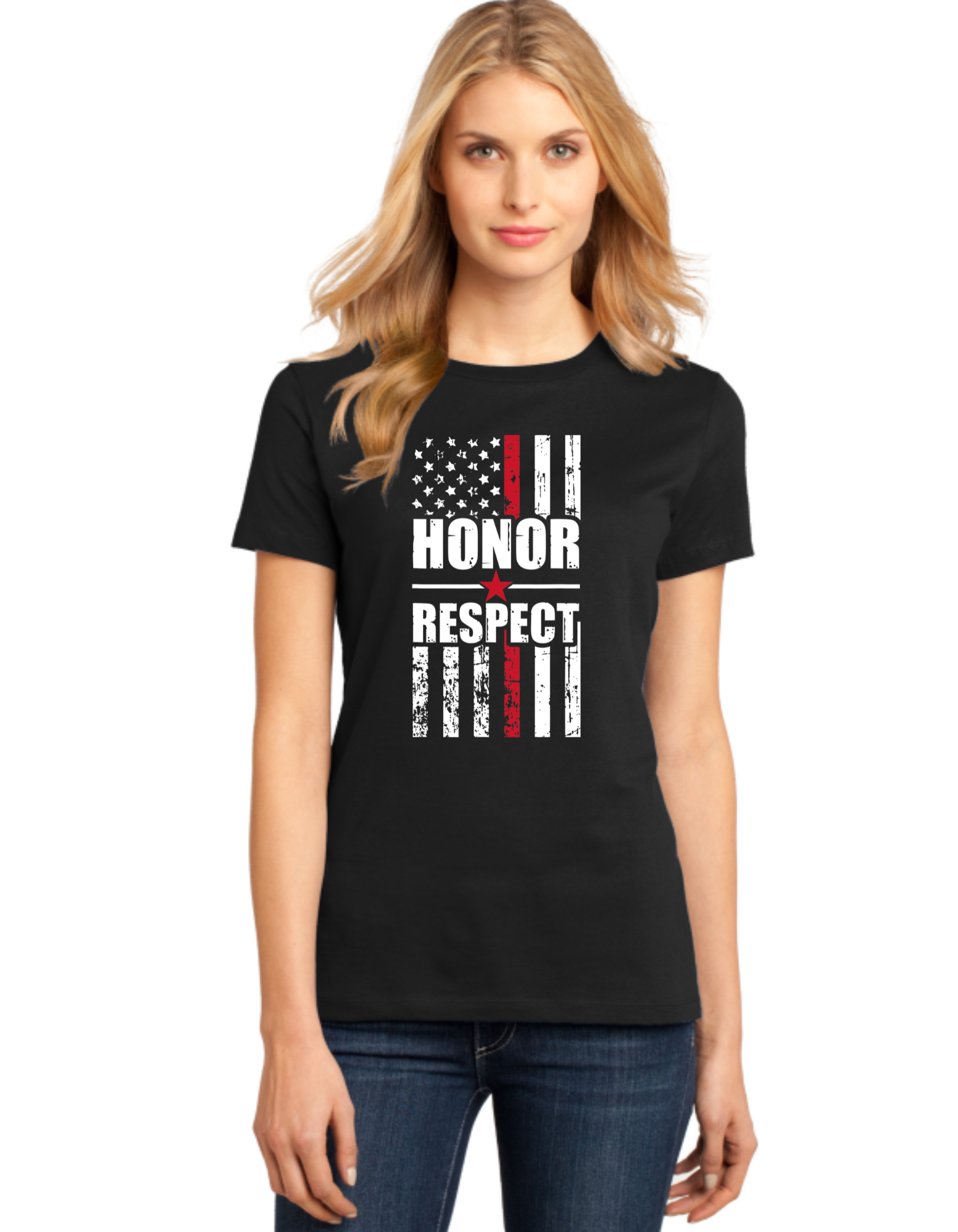 Honor Respect Red Line Flag