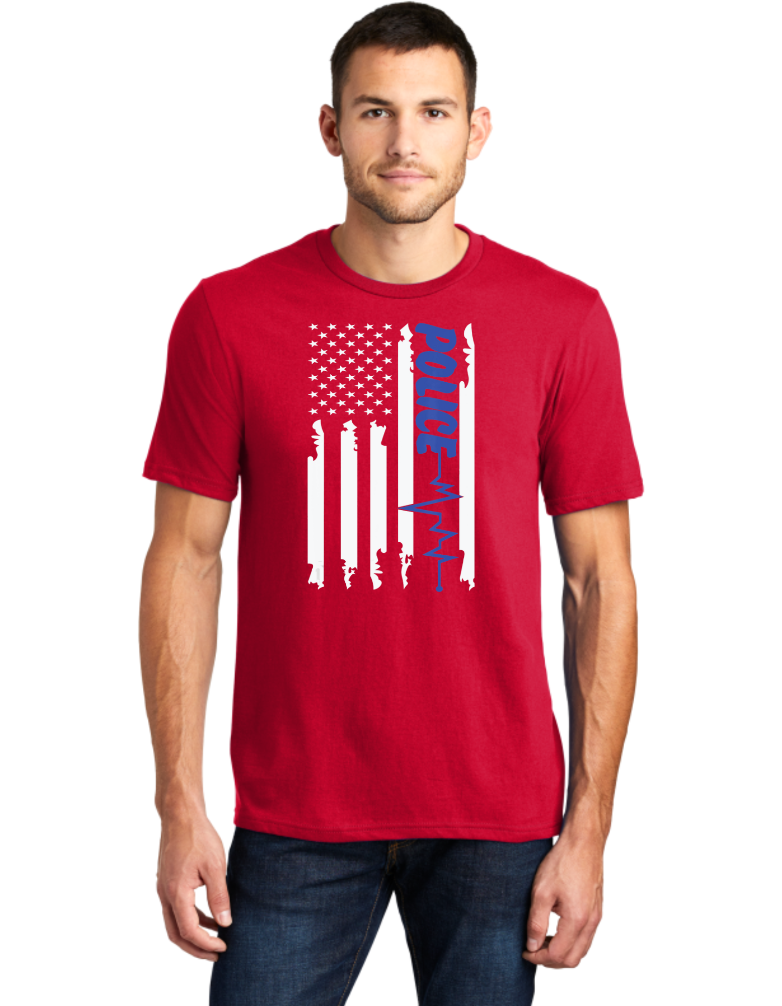 Blue Line Heart Beat Flag