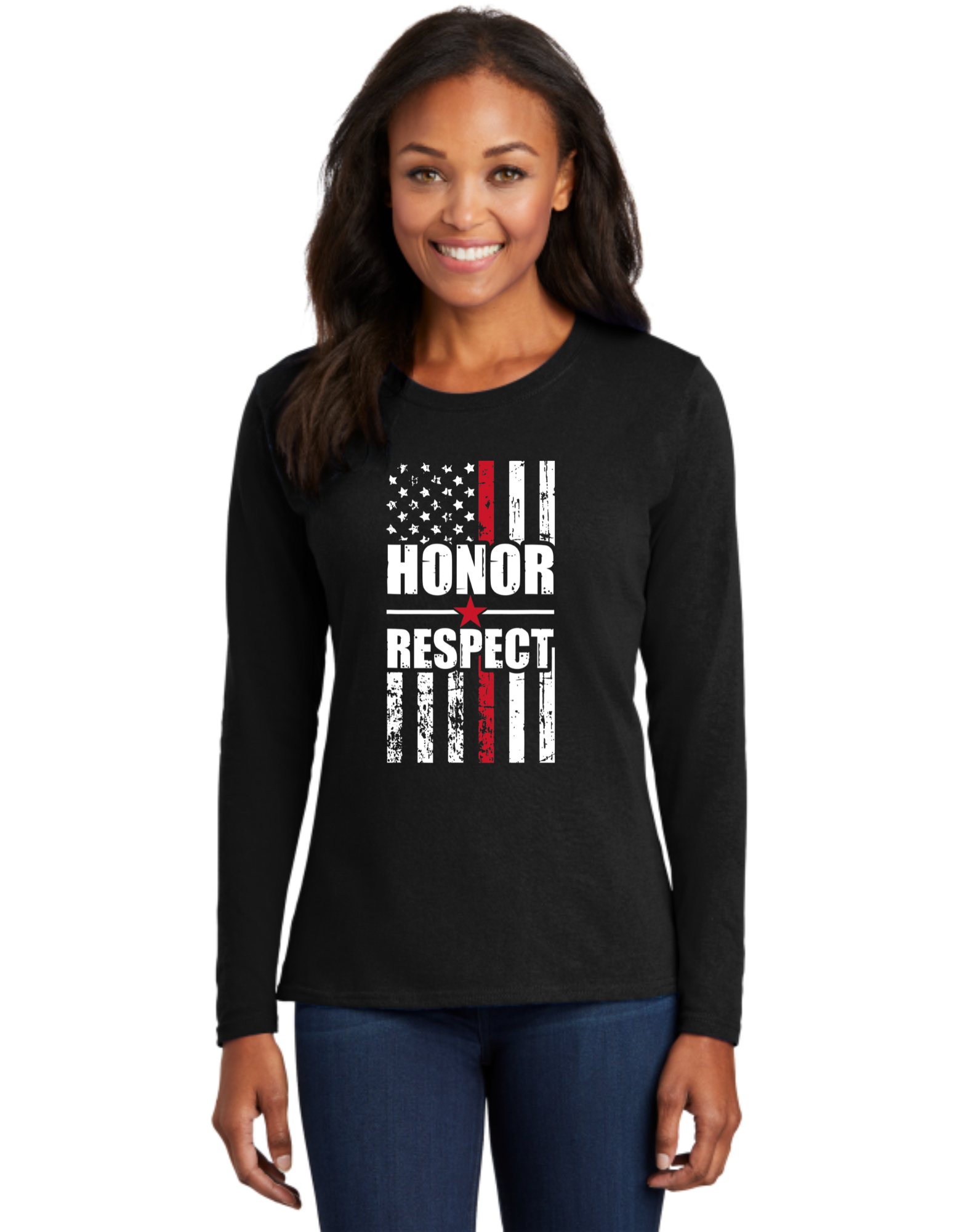 Honor Respect Red Line Flag