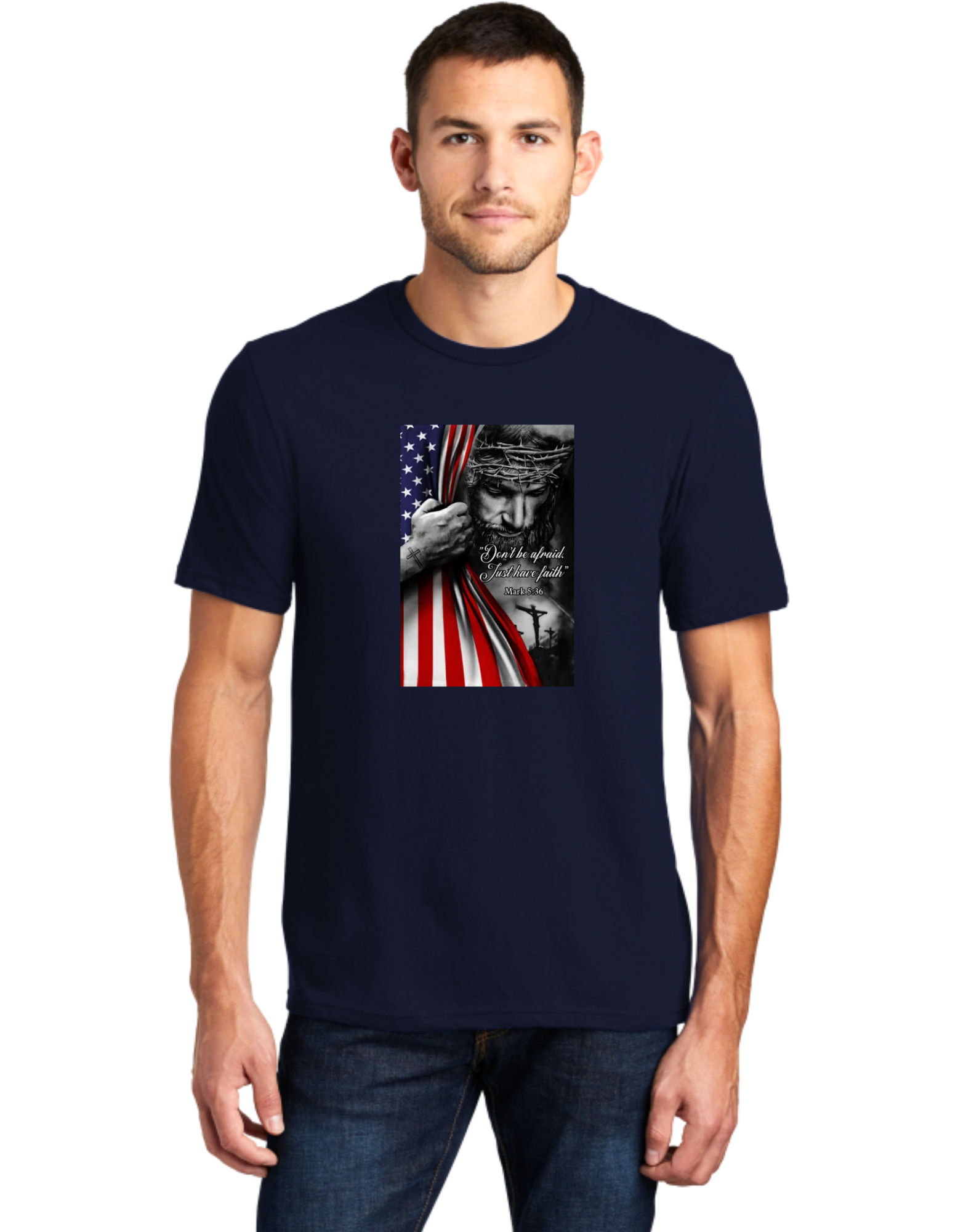 Don't Be Afraid Have Faith Jesus USA Flag