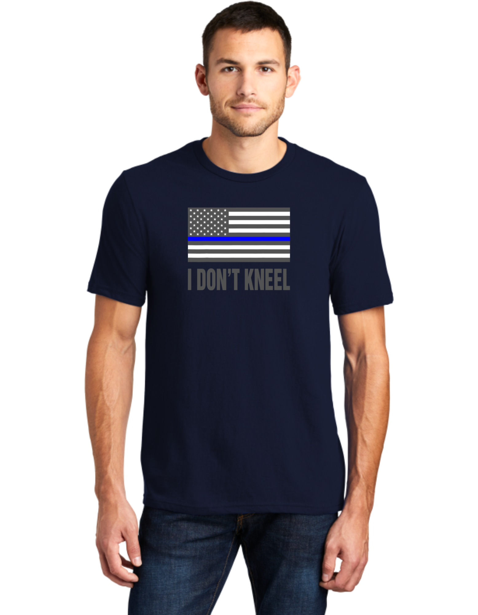 I Don't Kneel Blue Line Flag