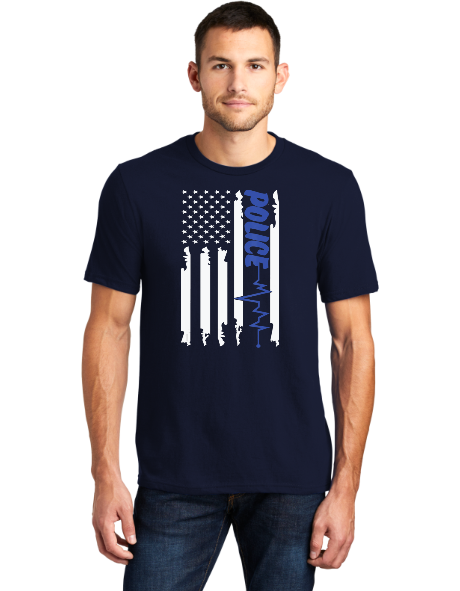 Blue Line Heart Beat Flag