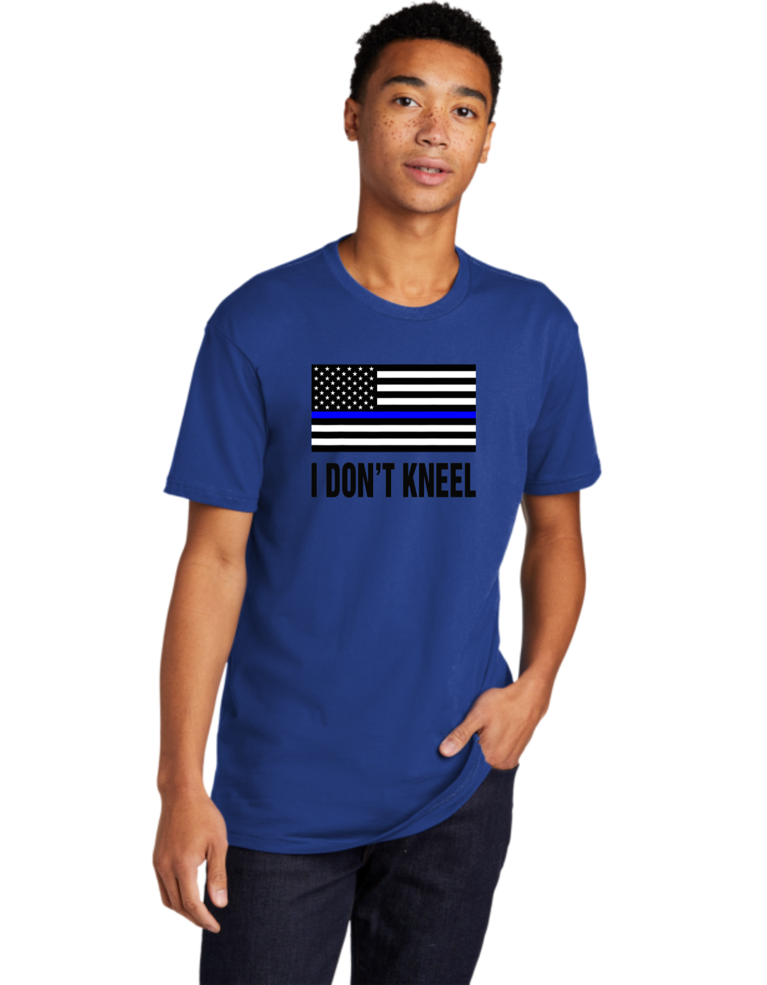 I Don't Kneel Blue Line Flag