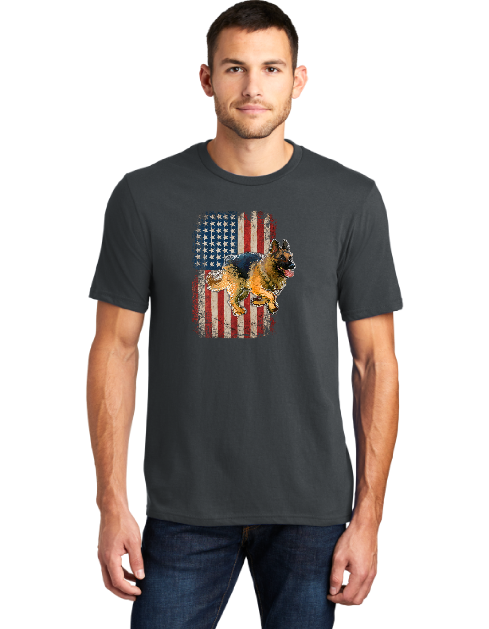 German Shepard USA Flag 2