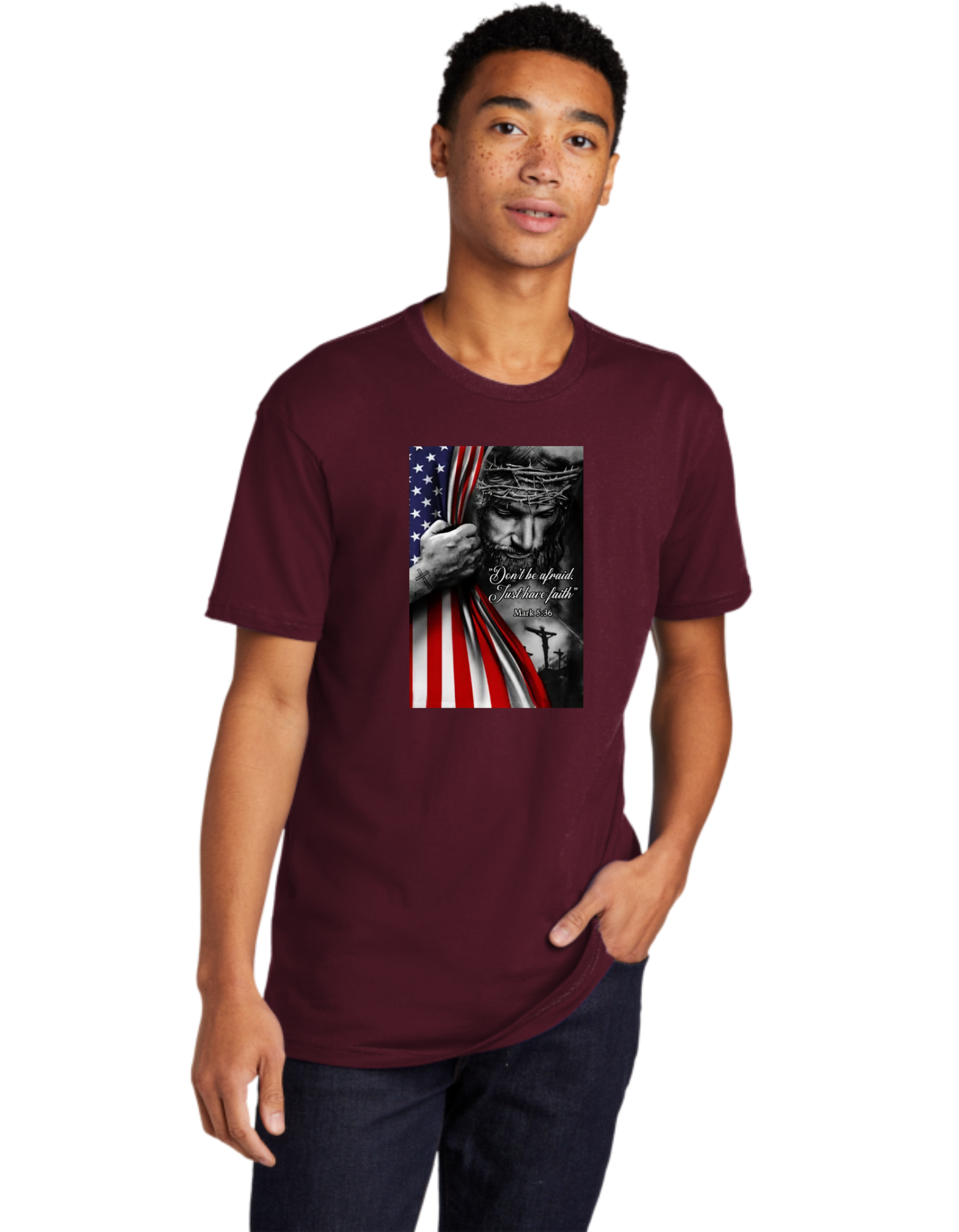 Don't Be Afraid Have Faith Jesus USA Flag