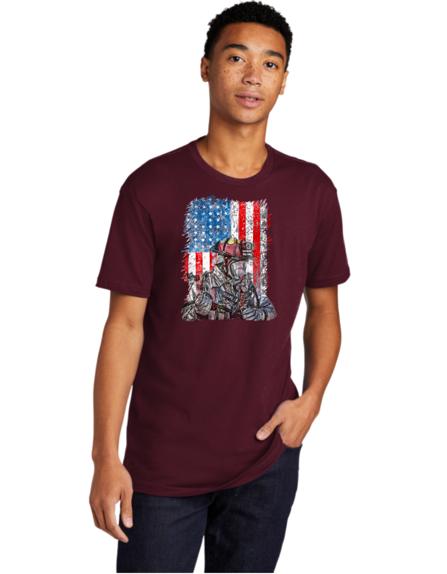 Firefighter USA Flag