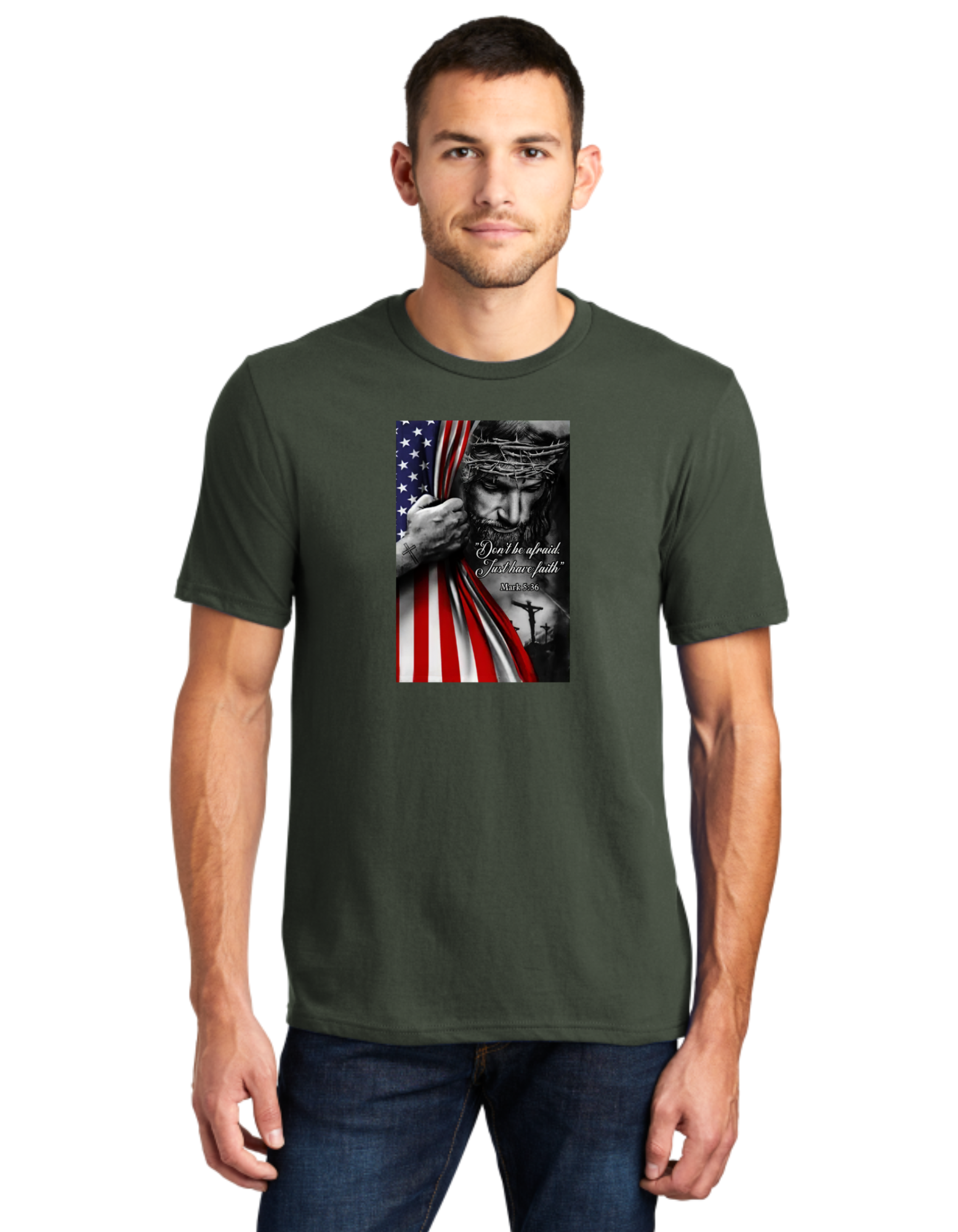 Don't Be Afraid Have Faith Jesus USA Flag