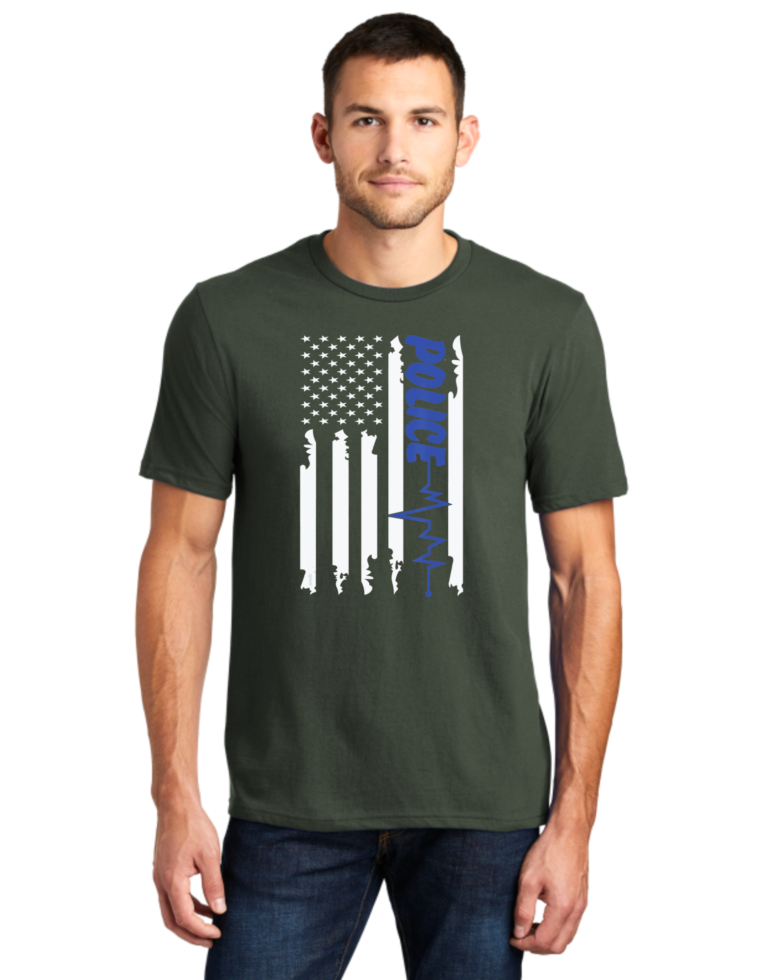 Blue Line Heart Beat Flag