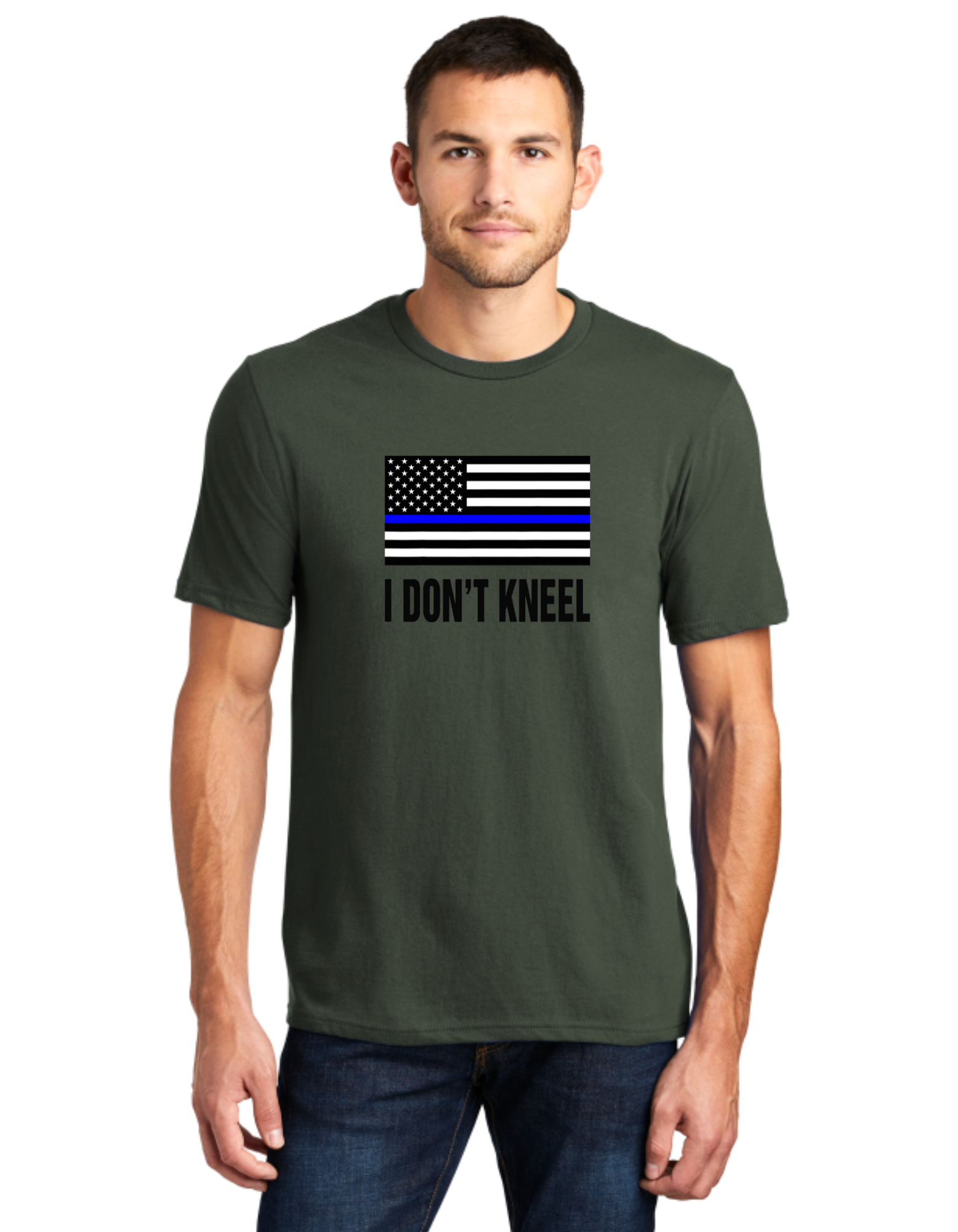 I Don't Kneel Blue Line Flag