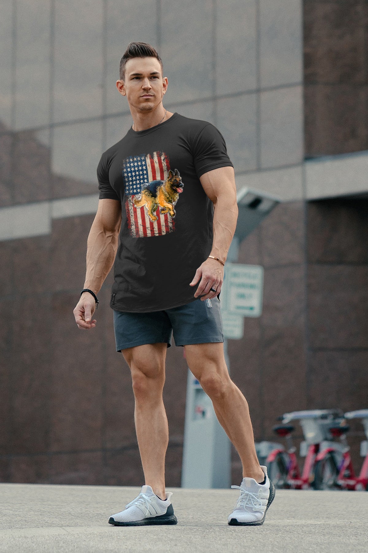 German Shepard USA Flag 2