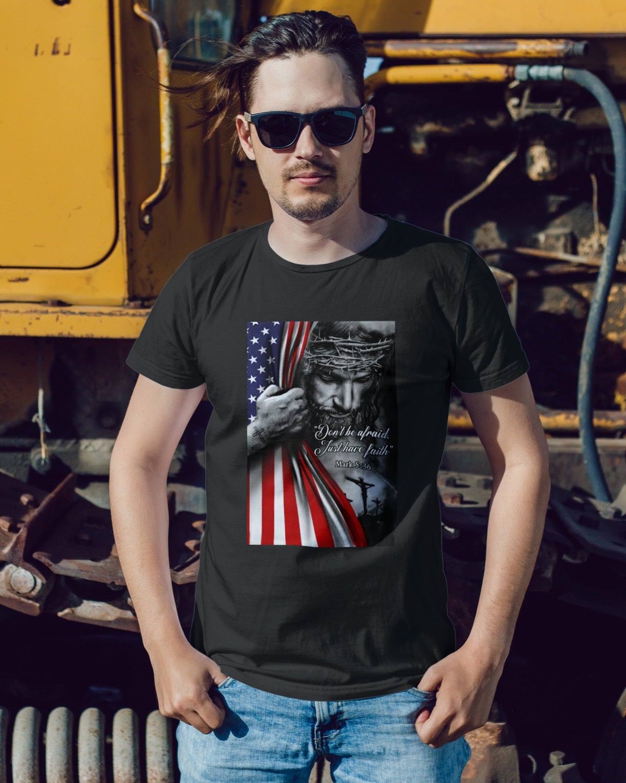 Don't Be Afraid Have Faith Jesus USA Flag