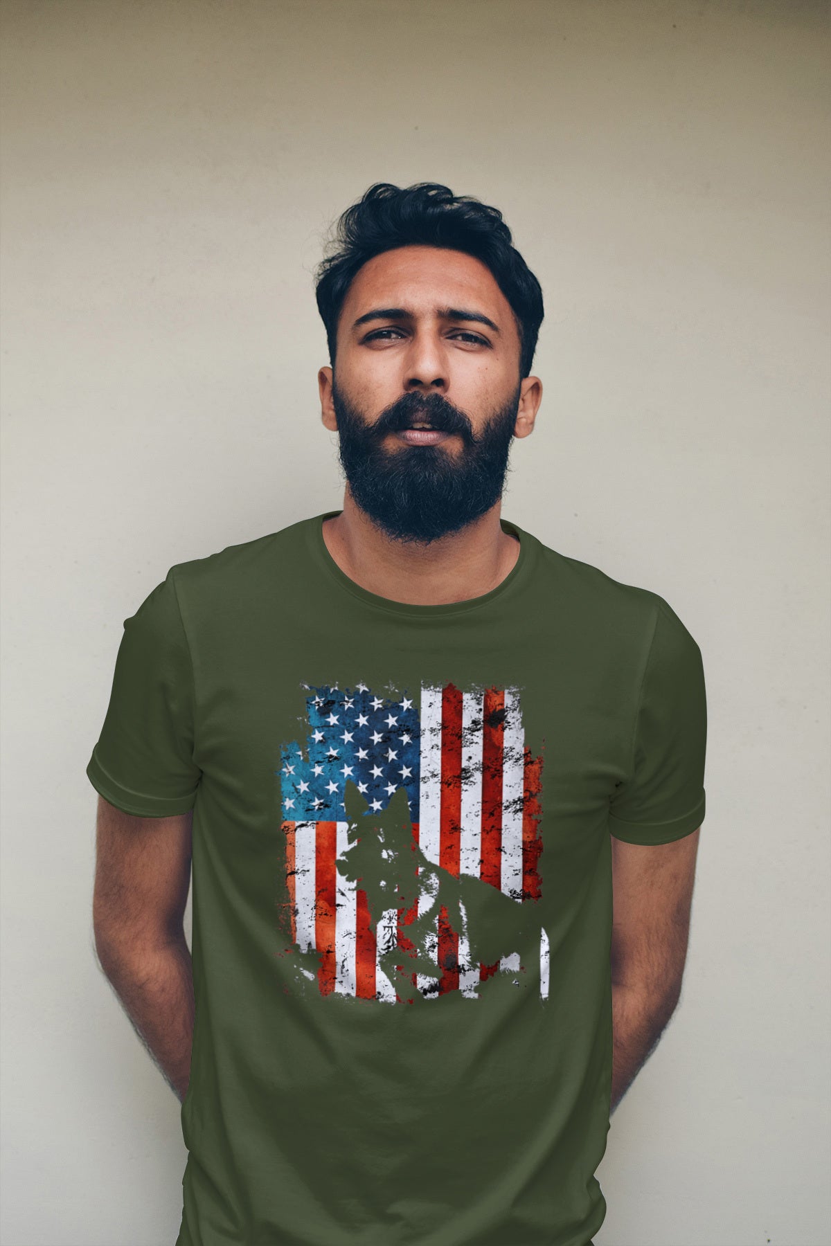 German Shepard USA Flag